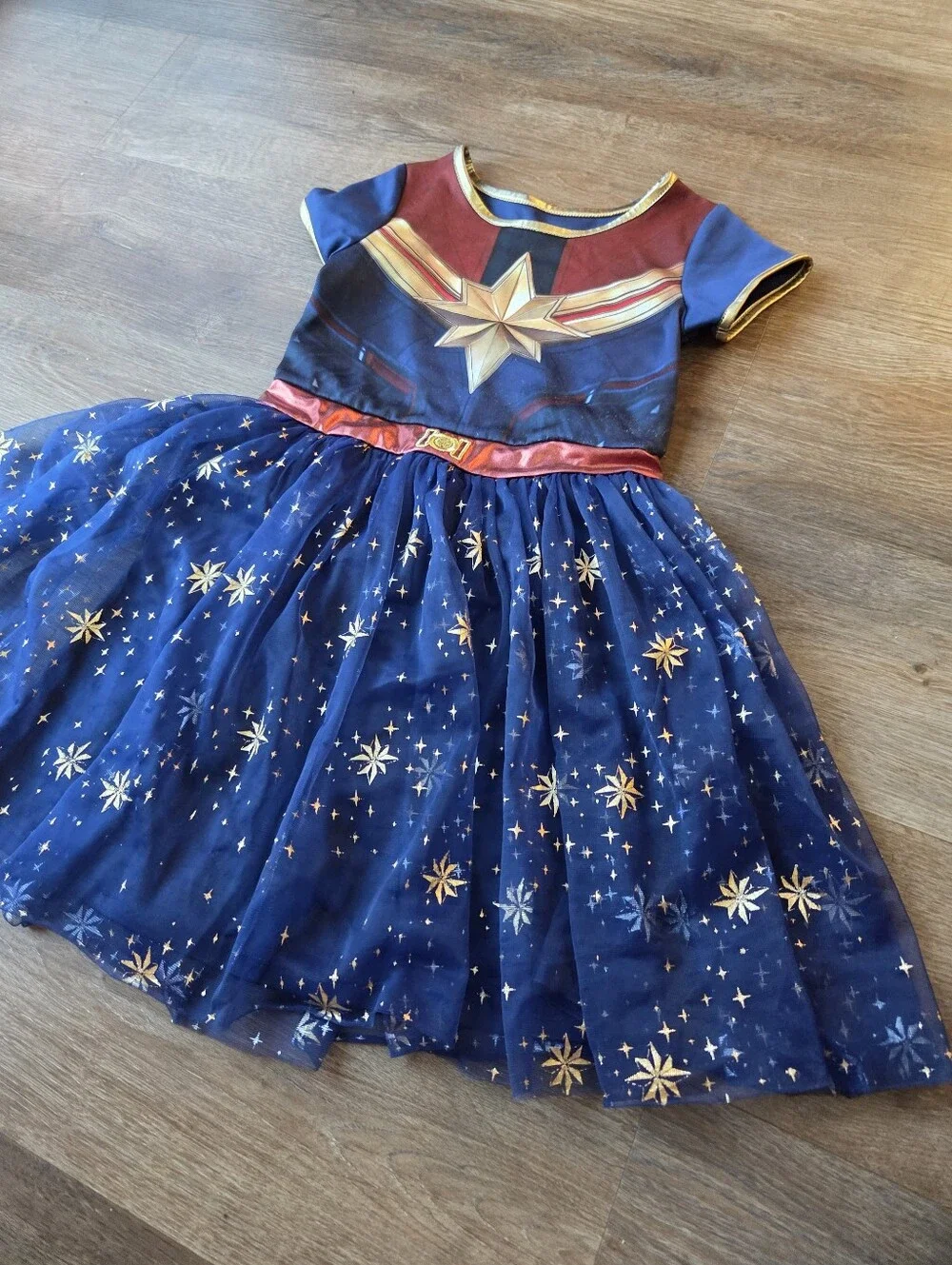 Disney Avengers Captain Marvel Cosplay Tutu Tulle Dress Halloween Costume sz 7-8